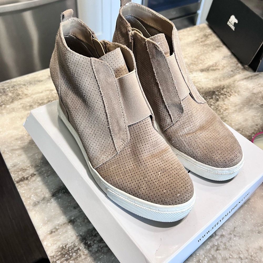 Tan Wedge Sneakers - size 9